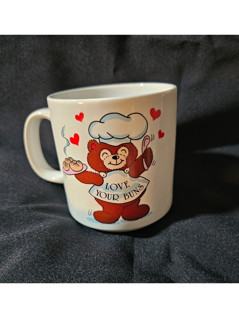Russ Berrie "Love Your Buns" Coffee Mug Ceramic Teddy Bear Valentine's Day 3.5"